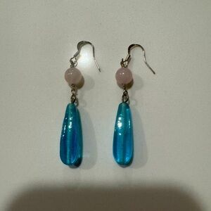 Handmade new dangle pink and blue drop earrings